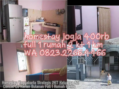 Homestay Yogyakarta Strategis 2KT Keluarga AC Concat Co Harian Bulanan