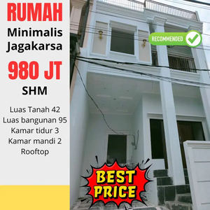 Jual rumah di jagakarsa harga 1 Milyaran (980 juta )SHM 2 lantai