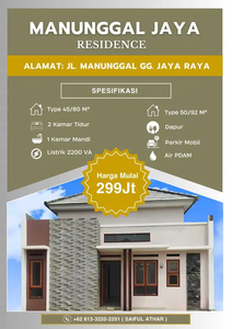 Perumahan Manunggal Jaya Residence,Hunian Mewah Pusat Kota