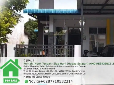 Rumah (Hook Tengah) Siap Huni (Hadap Selatan) AIKO RESIDENCE ,Batam Ce