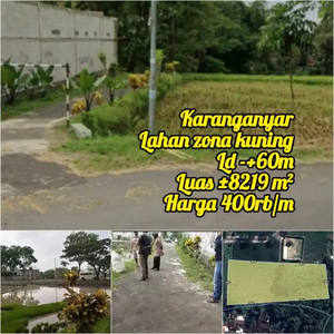 Tanah Sawah Zona kuning murah karanganyar