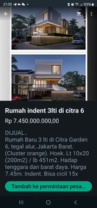 Dijual Rumah Indent Citra Garden 6 3 Lantai di Jakarta Barat