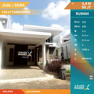 Disewakan Rumah Mewah Full Furnished daerah Ijen Nirwana Malang