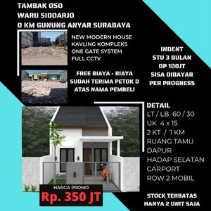 jual rumah inden 3 bln trimah kunci lokasi tambak oso waru