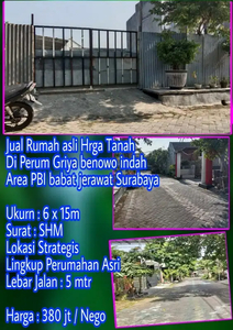 RUMAH HITUNG TANAH DI PERUM GRIYA BENOWO INDAH PBI SURABAYA BARAT