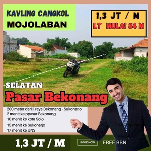 Tanah Dijual Dekat Jalan Raya Bekonang - Sukoharjo