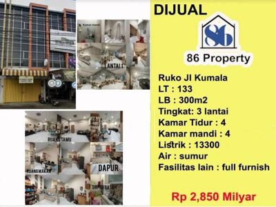 Dijual cepat ruko jalan poros kumala full perabotan dekat veteran