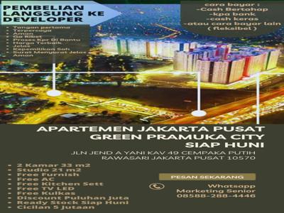 APARTEMEN GREEN PRAMUKA JAKARTA PUSAT UNIT BARU FREE FURNISH BISA KPR