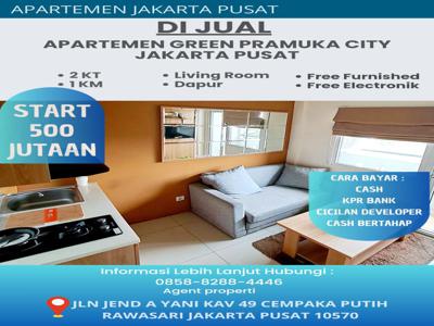 APARTEMEN GREEN PRAMUKA JAKARTA PUSAT UNIT BARU FREE FURNISH BISA KPR