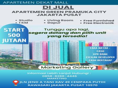 APARTEMEN GREEN PRAMUKA JAKARTA PUSAT UNIT BARU FREE FURNISH BISA KPR