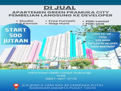 APARTEMEN GREEN PRAMUKA JAKARTA PUSAT UNIT BARU FREE FURNISH BISA KPR