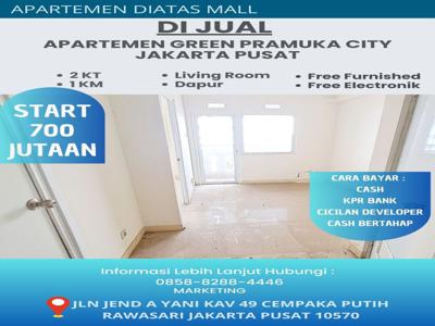 APARTEMEN GREEN PRAMUKA JAKARTA PUSAT UNIT BARU FREE FURNISH BISA KPR