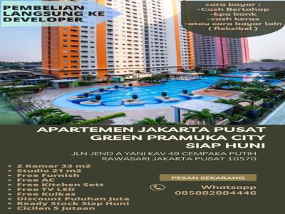 APARTEMEN GREEN PRAMUKA JAKARTA PUSAT UNIT BARU FREE FURNISH BISA KPR