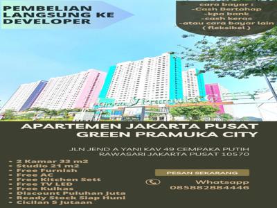 APARTEMEN GREEN PRAMUKA JAKARTA PUSAT UNIT BARU FREE FURNISH BISA KPR