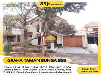 DISEWA Rumah 2Lt Furnished Cluster GTB Taman Bunga BSB City Semarang