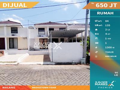 HARGA MIRING RUMAH 2 LANTAI LOKASI DEPAN di BRIDGETOWN Tidar MALANG