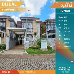 Dijual Rumah Modern Furnished di Villa Puncak Tidar, Malang