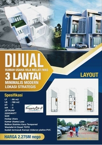 Rumah Minimalis 2 Lantai di Vila Melati Mas di dekat WTC Mall