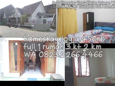 Sewa Homestay Yogya Harian Bulanan Wisuda Fll 1 rumah AC 3KT Concat Co