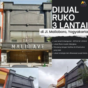 Di Jual Ruko 3 Lantai di Jl Malioboro, Yogyakarta