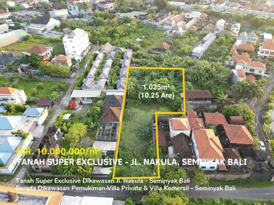 Dijual Lokasi Tanah Exclusive, Jl. Nakula Barat, Legian, Seminyak Bali