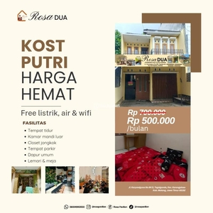 Disewakan Kost Putri Khusus Pelajar dan Mahasiswi - Malang