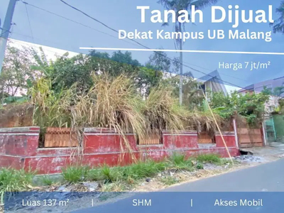 Tanah cocok untuk kost dekat kampus UB Malang