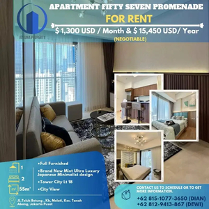Apartment 57 Promenade, For Rent, 2 Br, Full Furnihsed, Siap Huni