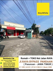 Dijual 1285 M2 Rumah Toko Nol Jalan Raya Bypass Pandaan Pasuruan