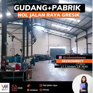 Dijual Murah Gudang + Pabrik Nol Jalan Raya Mayjend Sungkono Gresik