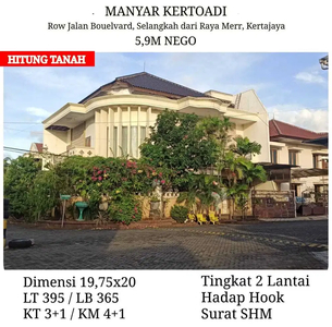 DIJUAL RUMAH MANYAR KERTOADI HOOK 2 LANTAI BESAR LUAS DEKAT KERTAJAYA