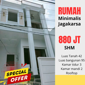 Jual rumah 2 lantai di Jagakarsa Jaksel 880 juta cash kpr