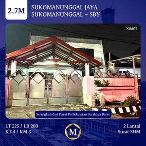 Rumah Sukomanunggal Jaya Surabaya 27m Shm Dekat Pusat Perbelanjaan