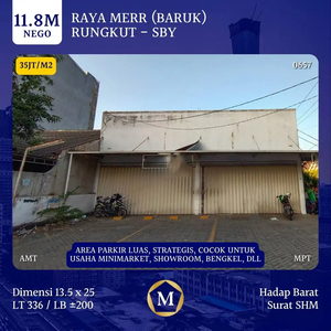 Rumah Usaha Raya MERR Strategis Cocok utk Showroom Toko Rungkut Baruk