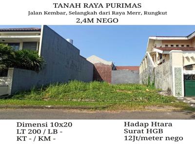 Dijual Tanah Purimas Surabaya 2.4M Nego dekat Raya MERR dan Rungkut
