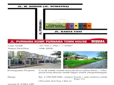 Tanah + Struktur Rumah MEWAH Type 321 Komp. Purnama Townhouse (ada 2)