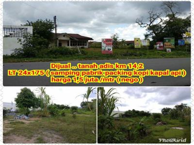 Tanah tepi Jalan Adisucipto km 14 cocok untuk Gudang, Investasi,Kantor
