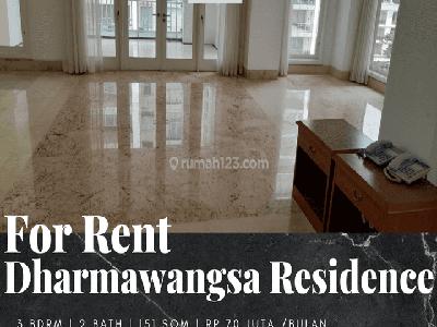 Disewakan Apartement Dharmawangsa Residence 3 BR Semi Furnished