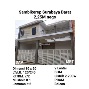 Dijual Rumah 2 Lantai Sambikerep Barat 2.25M Nego SHM Air PDAM - Surabaya