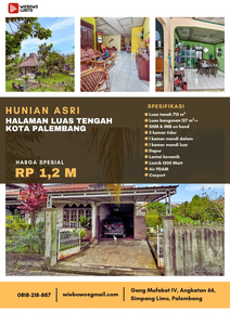 Dijual Rumah Palembang - Hunian Asri dengan Halaman Luas Tengah Kota