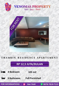 Disewakan Apartment Thamrin Residence 3+1BR Full Furnished Mid Floor