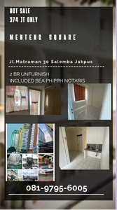Hanya 374 jt apartemen Menteng Square dijual termurah inc ph pp notars