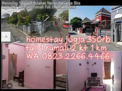 Homestay Yogya P Bulanan Harian Keluarga Strategis 2KT AC Full 1 rumah