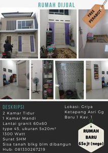 JUAL CEPAT RUMAH GRIYA KETAPANG ASRI