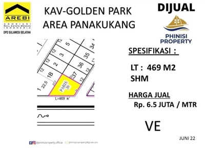 DIJUAL KAVLING BESAR DI PANAKUKKANG KOMPLEKS GOLDEN PARK DEKAT MALL