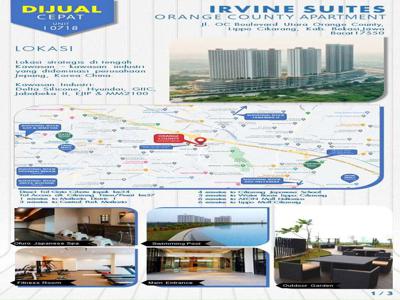 Dijual Cepat Apartemen Irvine Suites Orange County Lippo Cikarang 42m2