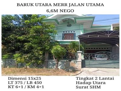 Dijual Rumah Baruk Utara Surabaya MERR Jalan Utama 6.6M Nego SHM