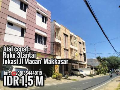 jual ruko poros jalan macan Makassar