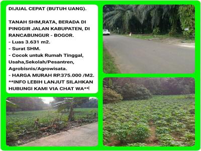 Jual tanah Murah (BU) 3.634m2 (Rp.375rb/m2) di Rancabungur 04-Bogor