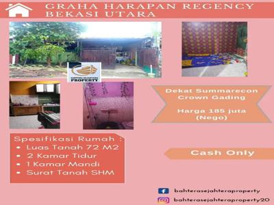 RUMAH CASH ONLY , SURAT SHM DI GRAHA HARAPAN REGENCY